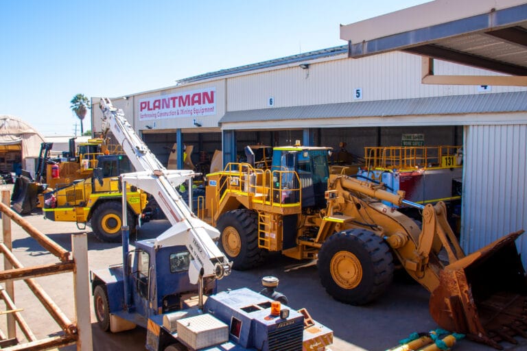 A range of serviced Plantman trucks on show at the Plantman site.